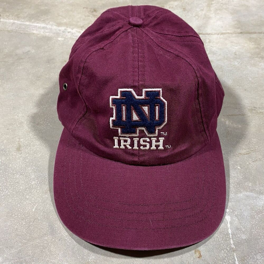 Vintage Notre Dame Fighting Irish Hat Maroon Script Logo Strapback